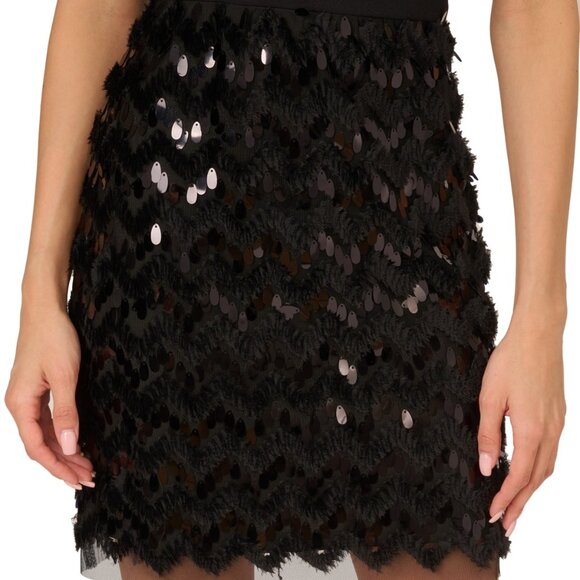 Adrianna Papell Women’s Sequined One-Shoulder Dress – Black – NWT – Size 4 - Picture 3 of 5